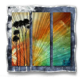 Megan Duncanson Summer Palms Metal Wall Art (LargeSubject LandscapesOutside dimensions 29 inches high x 31.5 inches wide x 2.5 inches deep )