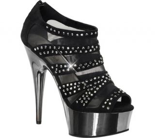 Womens Pleaser Delight 600 8   Black Suede/Pewter Chrome Ornamented Shoes