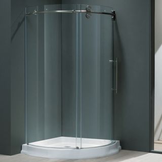 Vigo Industries VG6031STCL40WR Shower Enclosure, 40 x 40 Frameless Round 5/16 RightSided Door w/White Base Clear/Stainless Steel