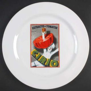 Pottery Barn Vintage Posters Dinner Plate, Fine China Dinnerware   White, Poster