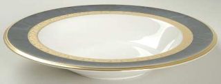Noritake Mendelson Rim Soup Bowl, Fine China Dinnerware   Blue Marble Border, Go