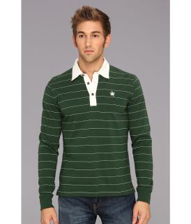 Boast L/S Stripe Polo Mens Long Sleeve Pullover (Green)