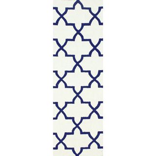 Nuloom Handmade Alexa Moroccan Trellis Wool Runner Rug (26 X 8) (NavyPattern AbstractTip We recommend the use of a non skid pad to keep the rug in place on smooth surfaces.All rug sizes are approximate. Due to the difference of monitor colors, some rug 