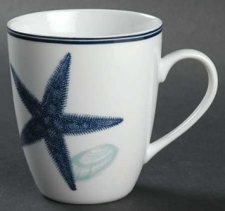 Block China Zen Starfish & Seashell Mug, Fine China Dinnerware   Blue Starfish &