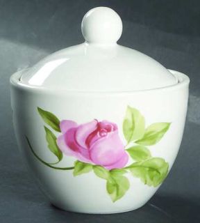 Pfaltzgraff Emma Sugar Bowl & Lid, Fine China Dinnerware   Multicolor Floral Rim