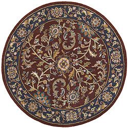 Elite Red/ Navy Rug (6 Round) (RedPattern FloralMeasures 0.625 inch thickTip We recommend the use of a non skid pad to keep the rug in place on smooth surfaces.All rug sizes are approximate. Due to the difference of monitor colors, some rug colors may v