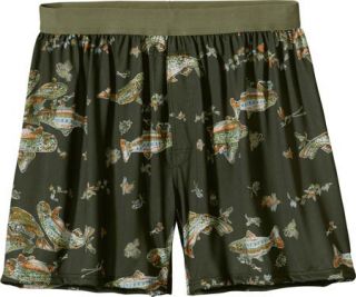 Mens Patagonia Silkweight Print Boxers   Trout Rising/Urbanist Green Boxers