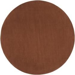 Hand crafted Brown Solid Casual Ridges Wool Rug (6 Round)