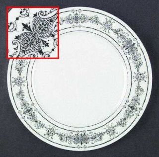 Royal Hostess Chateau Black Dinner Plate, Fine China Dinnerware   Black Flowers
