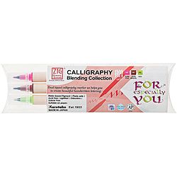Zig Memory System Calligraphy Blending Collection Gift Markers (Pink, brown, kiwi (green)Materials Plastic, water based pigmentPackage includes three (3) dual tip markersPhoto safe and acid freeOdorlessConforms to ASTM D4236Dimensions One (1) 2.0 mm cal