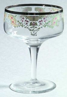 Belcrest Brocade Glassware Sherbet, Fine China Dinnerware   Pastel Floral Border