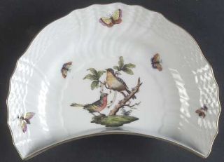 Herend Rothschild Bird (Ro) Crescent Salad Plate, Fine China Dinnerware   Bird,