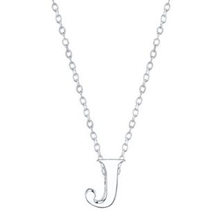 Sterling Silver Pendant Small Letter J   Silver