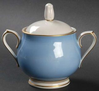 Noritake Ivory & Azure Sugar Bowl & Lid, Fine China Dinnerware   Azure (Blue) Ba