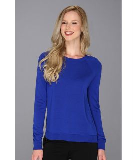 Calvin Klein Colorblock Woven Wool Blend Sweater Womens Sweater (Blue)