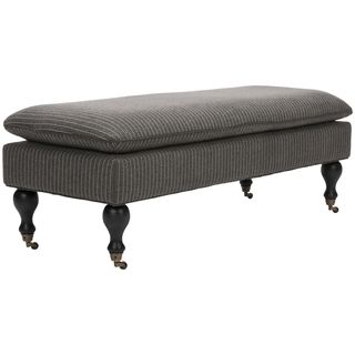Mansfield Grey Pinstripe Pillowtop Ottoman (GreyMaterials Polyester blend fabric, woodFinish BrownDimensions 17.5 inches high x 52 inches wide x 20.5 inches deep )