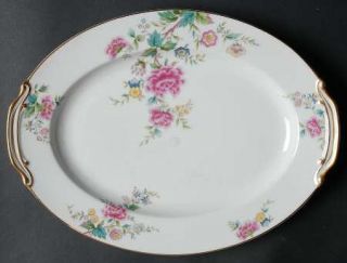 Noritake Peony 12 Oval Serving Platter, Fine China Dinnerware   Pink, Blue & Ye