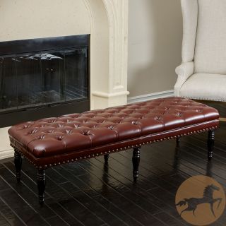 Christopher Knight Home Clive Tufted Leather Bench Ottoman (BrownSome assembly required; tools and instructions includedSturdy constructionNeutral colors to match any decorIdeal for extra seating, display or resting your feetDimensions 18.75 inches high 