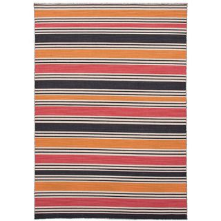 Handmade Flat Weave Stripe Pattern Multi Color Rug (10 X 14)
