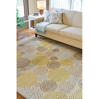 Meticulously Woven Circles Geometric Abstract Rug (52 X 76)