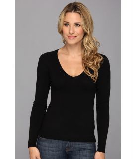 525 america V Neck Side Slit Womens Sweater (Black)