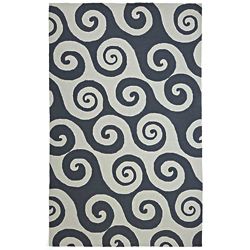 Hand hooked Blue Waves Rug (5 X 76)