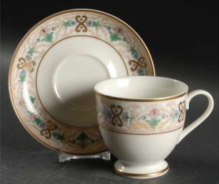 Gorham Empress Multicolor Footed Cup & Saucer Set, Fine China Dinnerware   Maste