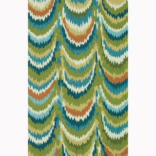 Hand hooked Blossom Green/ Blue Rug (36 X 56)