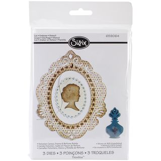 Sizzix Thinlits Dies 3/pkg victorian Cameo, Frame and Perfume Bottle