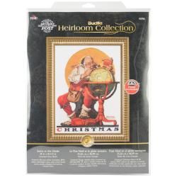 Heirloom Collection Santa At The Globe Counted Cross Stitch  14 X18 1/2