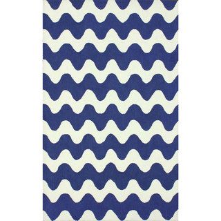 Nuloom Handmade Wool Modern Waves Blue Rug (5 X 8)
