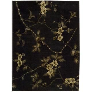 Hand tufted Modern Elegance Floral Black Rug (56 X 75)