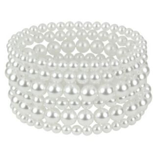 Stretch Pearl Bracelet   Clear/White