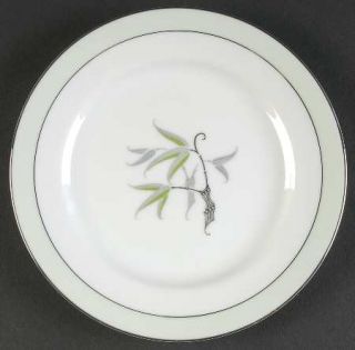 Narumi Southwind Bread & Butter Plate, Fine China Dinnerware   Green&Gray Leaves