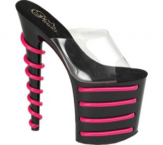 Womens Pleaser Flamingo 801T 4   Clear/Black/Hot Pink High Heels