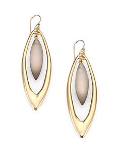 Alexis Bittar Marquis Shaped Drop Earrings   Gold Grey