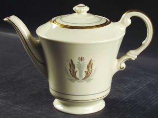 Syracuse Governor Clinton Teapot & Lid, Fine China Dinnerware   Gold&Gray Bands&