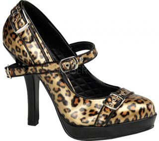 Womens Pin Up Secret 14   Gold Cheetah Patent Leather High Heels