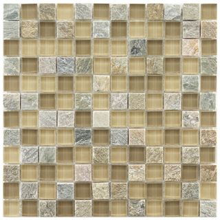 Somertile Reflections Square Suffolk Stone And Glass Mosaic Tiles (pack Of 10)