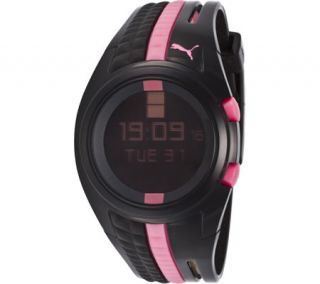 Womens PUMA PU910482003   Black/Pink Rubber/Black Chronograph Watches