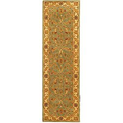 Handmade Antiquities Treasure Teal/ Beige Wool Runner (23 X 12) (BluePattern OrientalMeasures 0.625 inch thickTip We recommend the use of a non skid pad to keep the rug in place on smooth surfaces.All rug sizes are approximate. Due to the difference of 