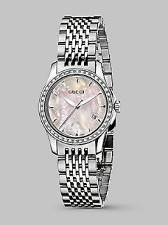 Gucci G Timeless Stainless Steel Bracelet Diamond Watch   No Color