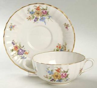 Royal Worcester Roanoke Cream Footed Cream Soup Bowl & Saucer Set, Fine China Di