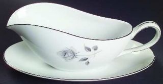 Royal Song Midnight Rose Gravy Boat with Attached Underplate, Fine China Dinnerw