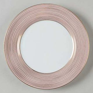 Fitz & Floyd Rondelle Pink Salad Plate, Fine China Dinnerware   Gold Rings On Pe