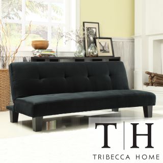 Tribecca Home Bento Black Microfiber Suede Modern Mini Futon Sofa Bed