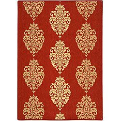 Indoor/ Outdoor St. Martin Red/ Natural Rug (67 Square)
