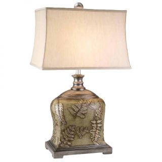 Brown/ivory Fern Table Lamp (PolyresinShade material LinenCord length 45 inchesBase dimensions 15 inches high x 12 inches wide x 2.5 inches deepShade dimensions 16 inches high x 18 inches wide x 11.24 inches deep Three way lamp (only with a three way 