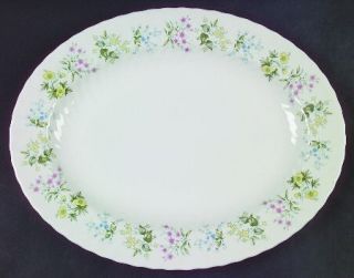 Minton Spring Valley 13 Oval Serving Platter, Fine China Dinnerware   Yellow/Pi