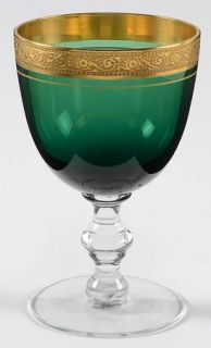 Tiffin Franciscan Minton Green Water Goblet   Stem#17394, Green,  Gold Encrusted